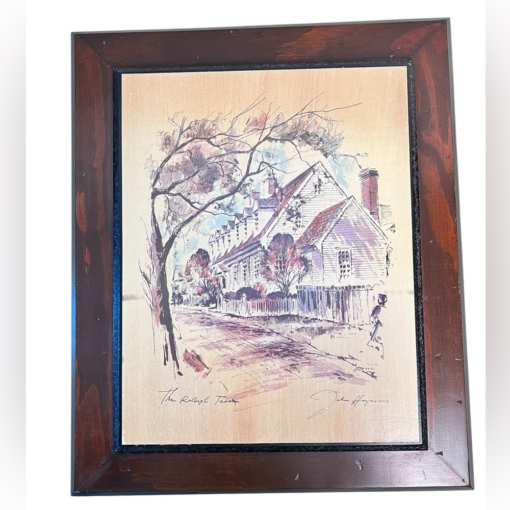 Ethan Allen Framed Art with Brown and Cream Tones